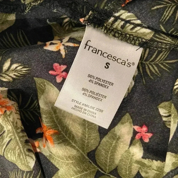 Blue Rain x Francesca’s Black Tropical Silky Maxi Skirt High Slit Unlined Size S - Picture 6 of 8